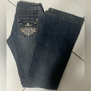 Angels Jeans Stretch Hipster Flare Bootcut Denim Y2K Vintage crystal embellished